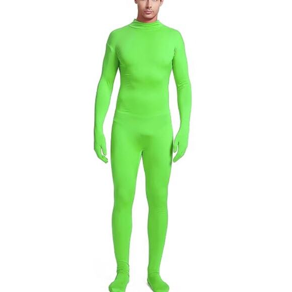 New Adult Unisex Size S/M Green Spandex One Piece Costume - Picture 12 of 13